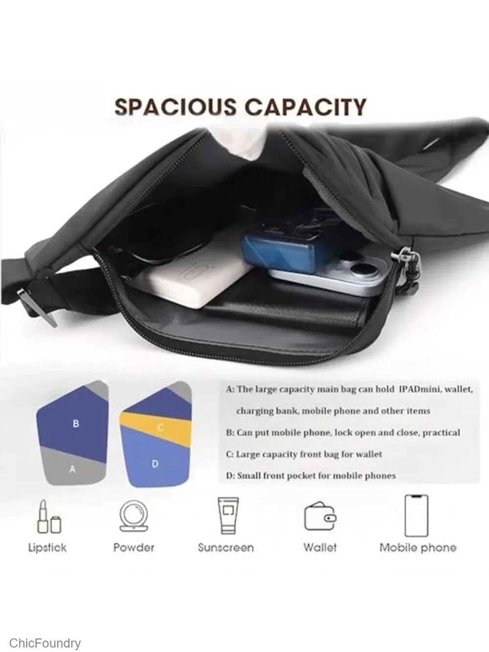RFID Anti-Theft Travel Crossbody Bag Sling Purse for Women Men Waterproof